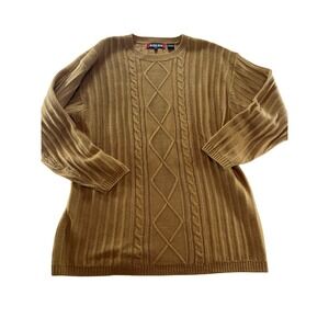 Alexis Reed Womens Sweater 2X Camel Cable Knit Long Sleeve Pullover Top